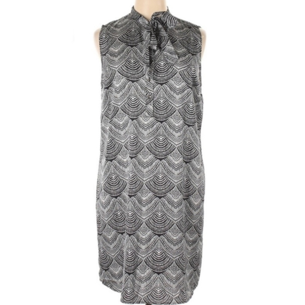 The Limited Scalloped Tie Neck Sleeveless Shift Dress